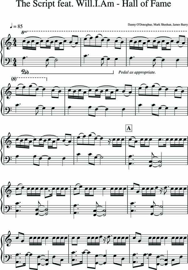 Hall of Fame Piano Sheet Music