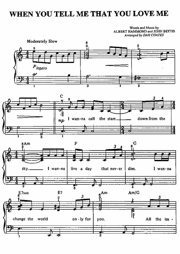 When You Tell Me That You Love Me Sheet Music