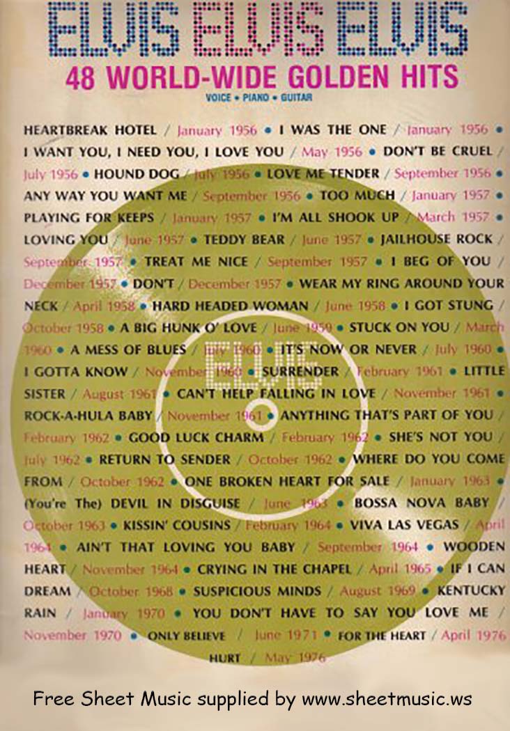 Elvis Presley 48 Worldwide Golden Hits Songbook