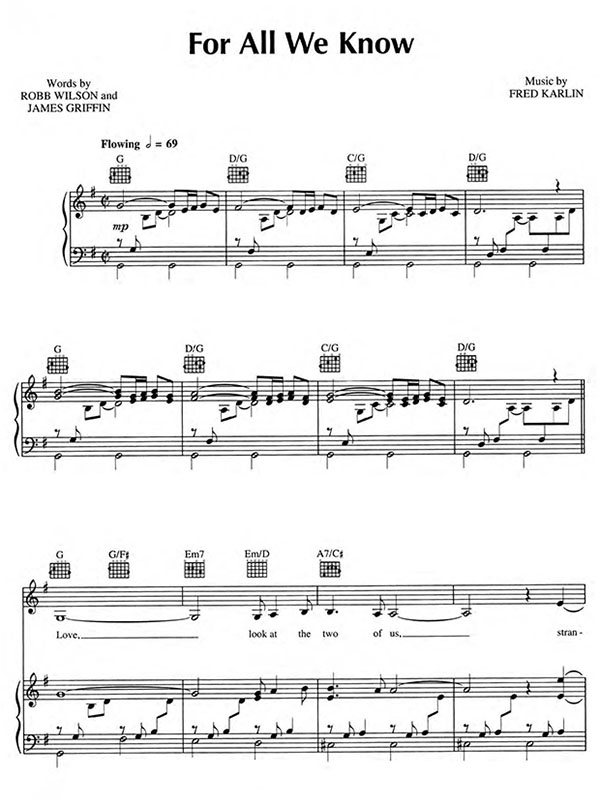 Rainy Days and Mondays Sheet Music | Carpenters | Piano Chords/Lyrics